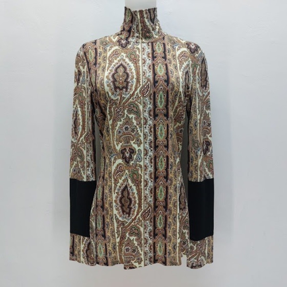 Paul Smith Paisley Turtleneck Top Women's Large Multicolor Zip Dark Academia Mod
